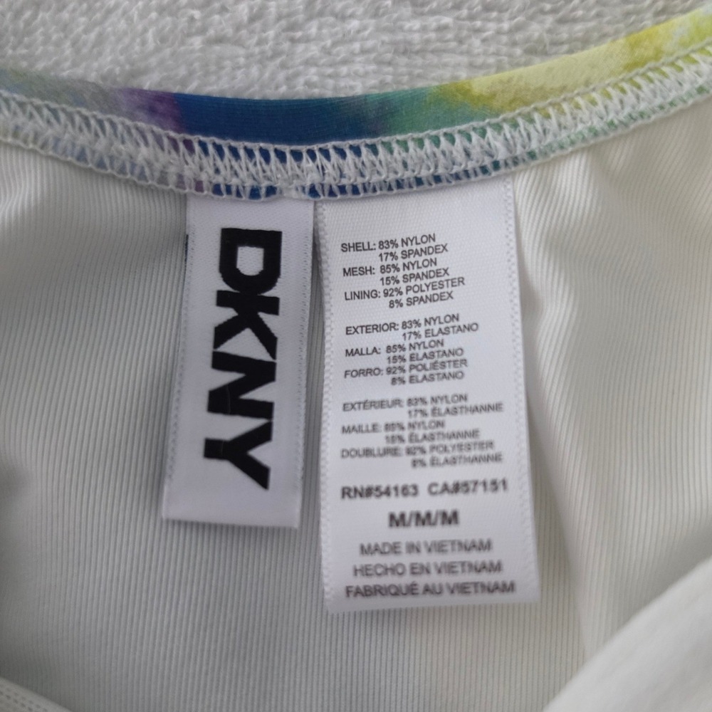 DKNY Womens One Piece Swimsuit Yellow Blue Abstract Watercolor Ruched Medium - Picture 9 of 10
